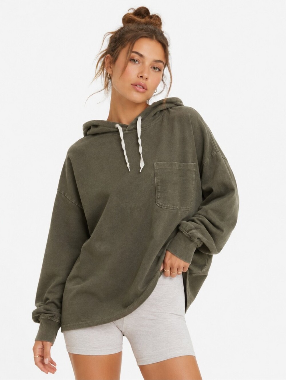 OFFLINE By Aerie ($60) Oversized Pocket Hoodie Sweatshirt – Olive Green